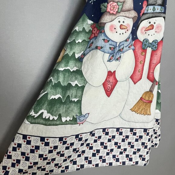 Holiday Apron Winter Christmas Snowman Country Twee Handmade Festive Cottage - Picture 10 of 11